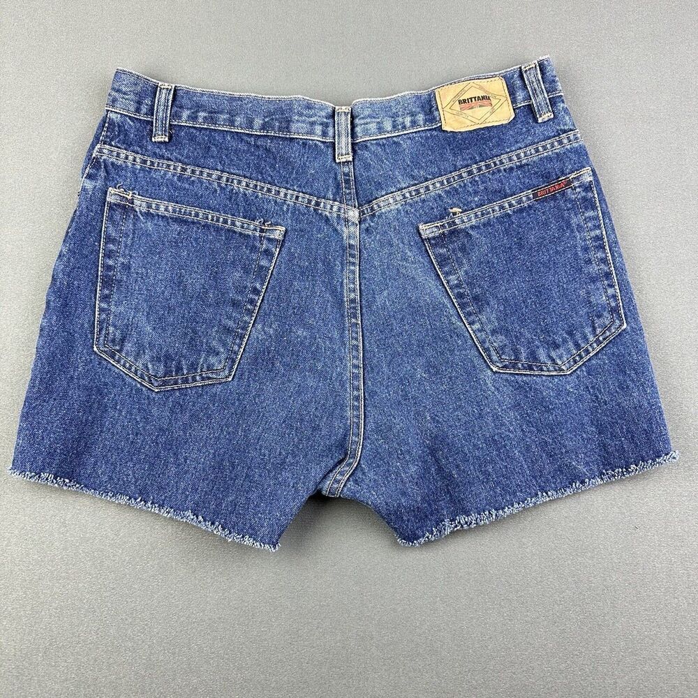 Vintage Brittania Cut Off Jean Shorts Jorts Womens 34 Blue High Rise Button Fly* - Picture 6 of 13